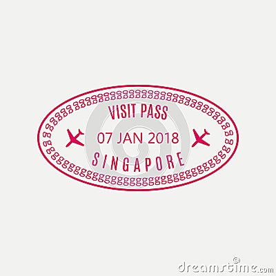 Singapore passport stamp. Airport visa stamp or immigration sign. Custom control cachet. Vector illustration. Vector Illustration